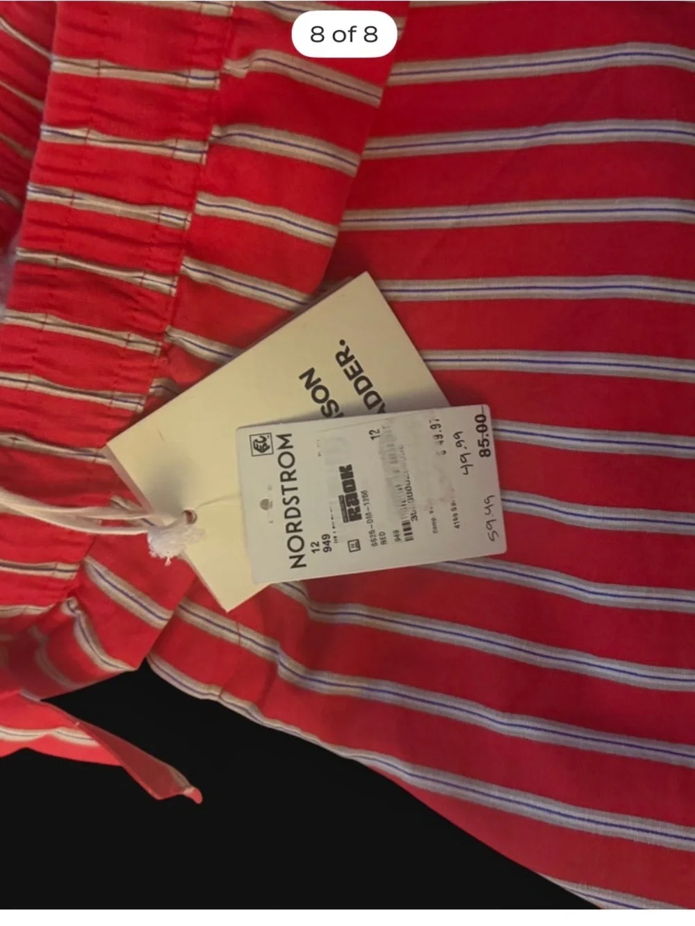 Damson Madder Krissy Boxer Short Striped Red Tie-Waist Women's 16 Nordstrom’s